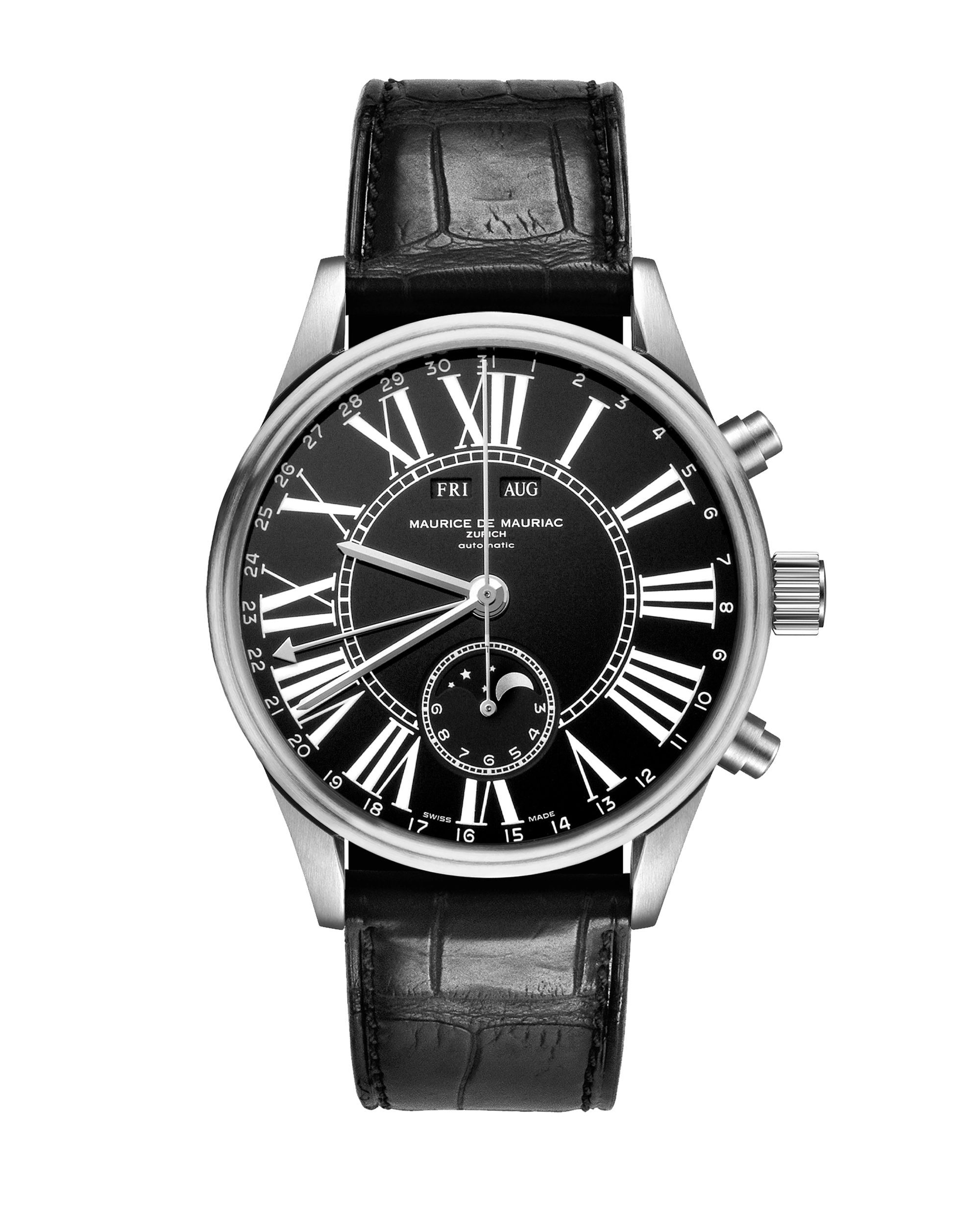 Chrono Classic Moon Stahl Roman Schwarz