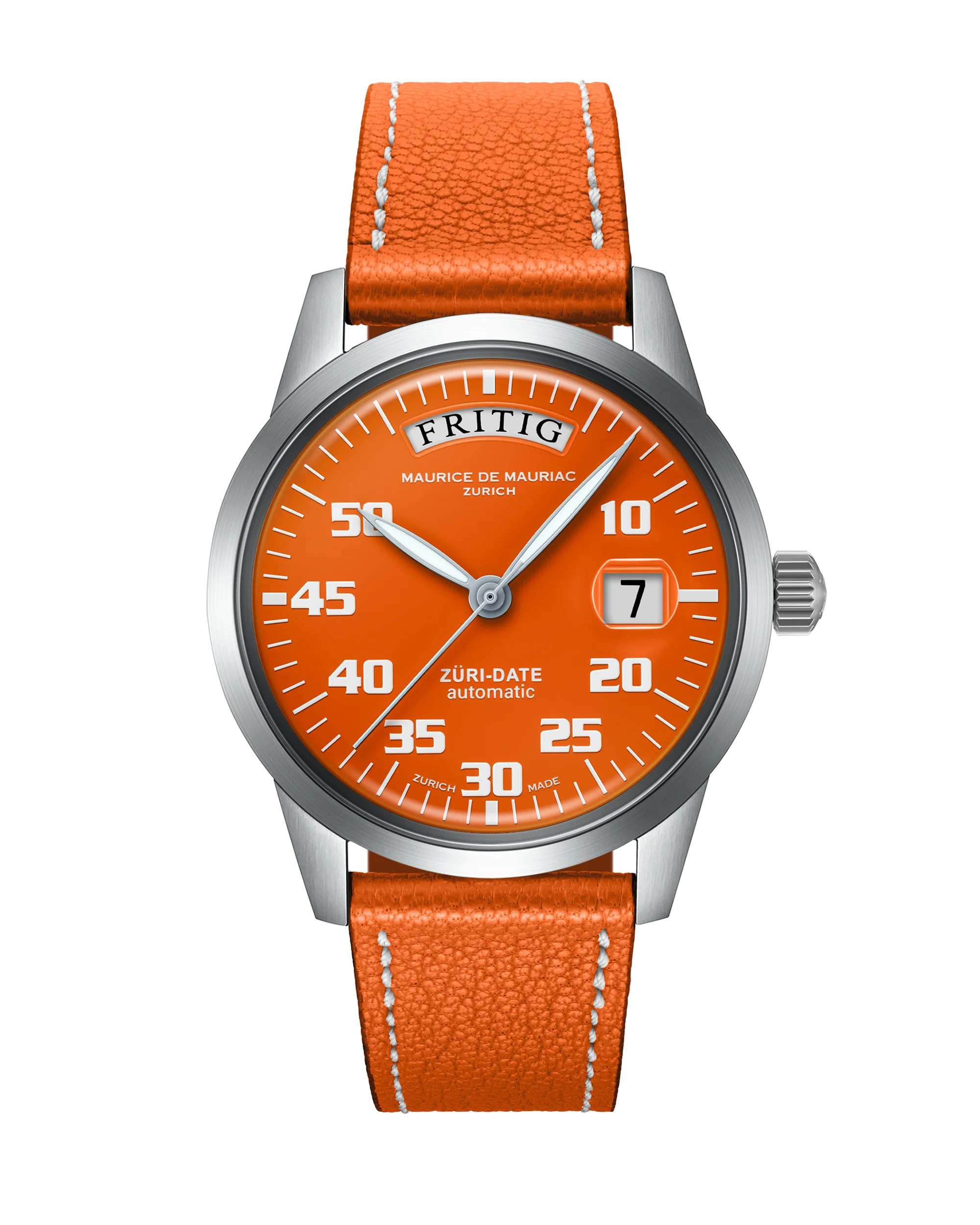 Automatic Modern: „Züri Date“ Orange mit Lederband