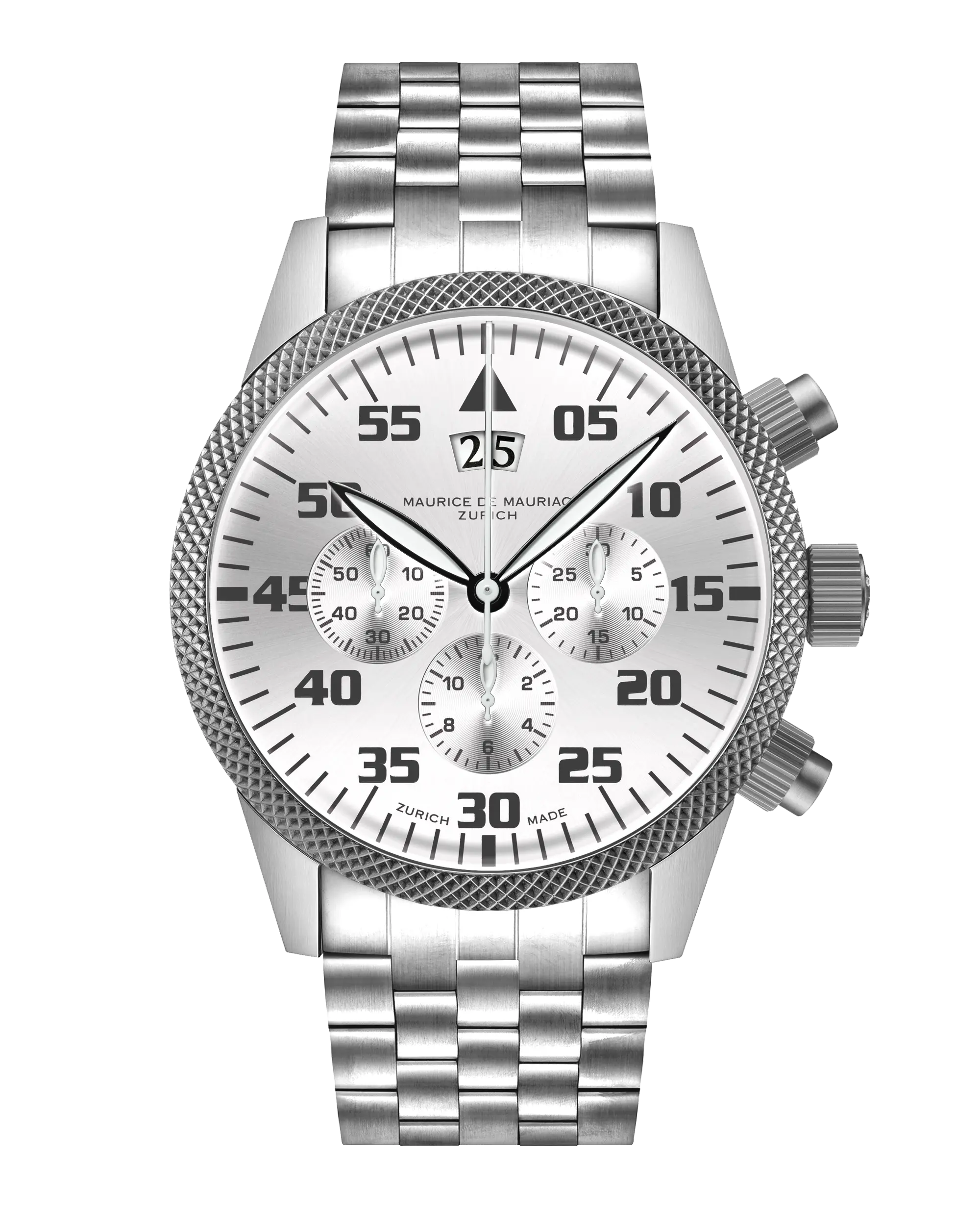 Zürcher Chrono Modern Stahl “Big Date” Silber